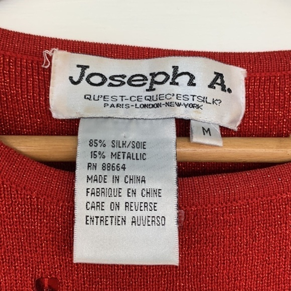 Joseph A || Vintage Red Sequin Metallic Silk Knit Vest M - Picture 4 of 14